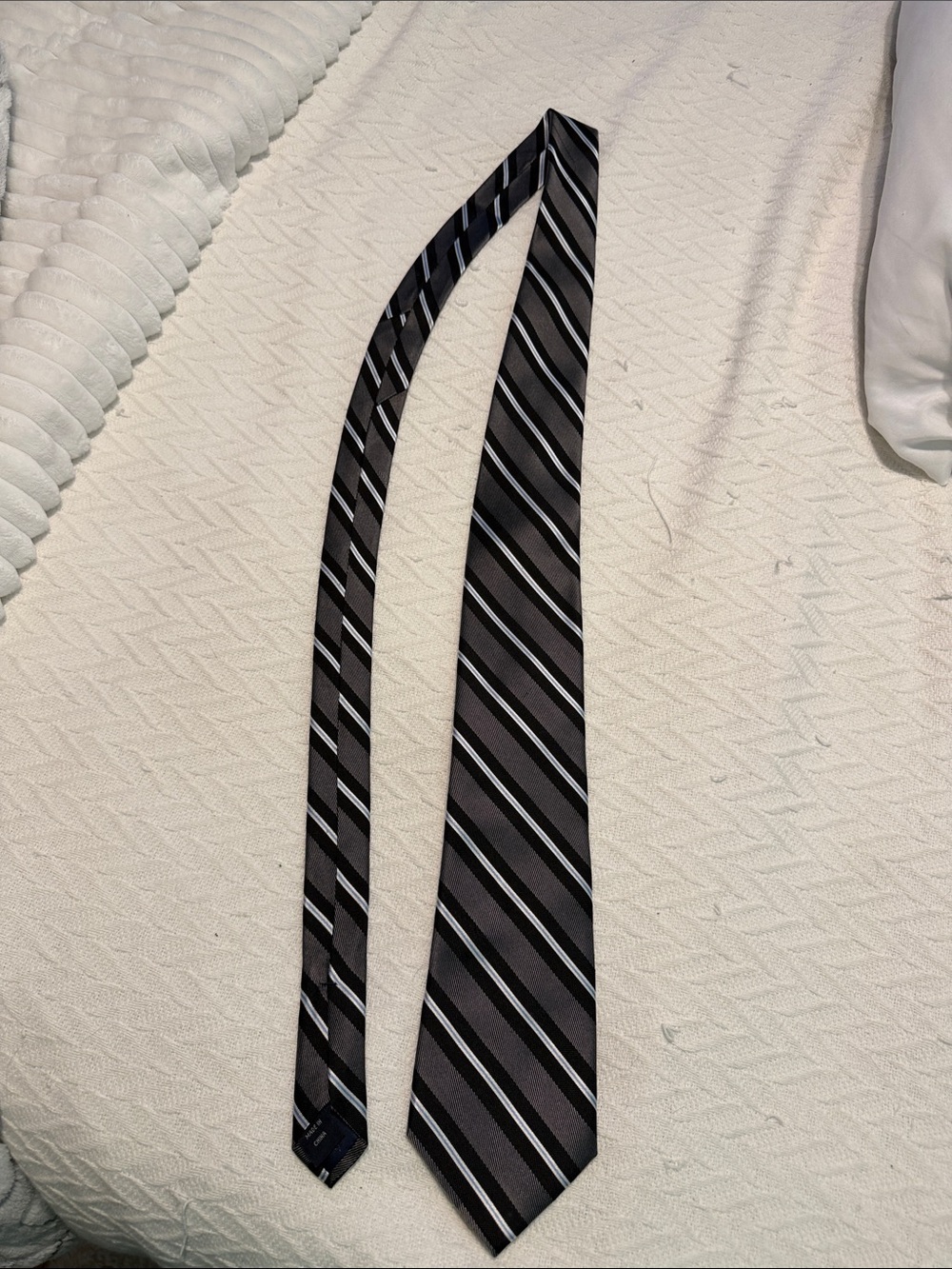 Nautica Black and Gray Diagonal Stripe Tie